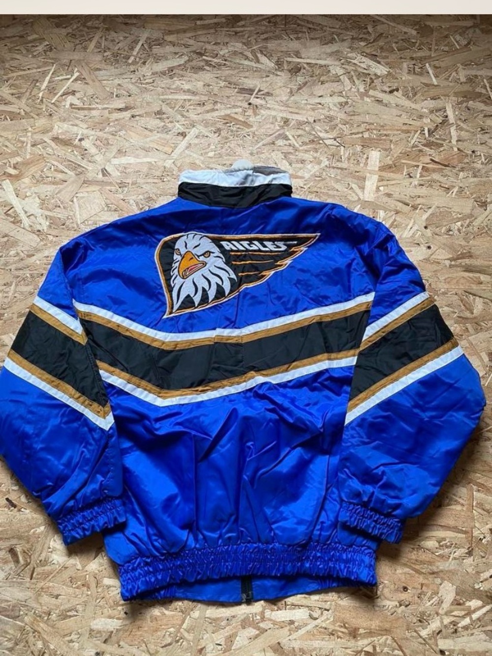 Blue Vintage 90s Eagles Varsity Bomber Jacket